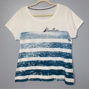 Nautica Blue/white Striped short sleeve T shirt XL